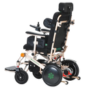 Left Side View Of The Bangeran Pegasus Cerebral Palsy Kids Electric Wheelchair Shown In Green Color