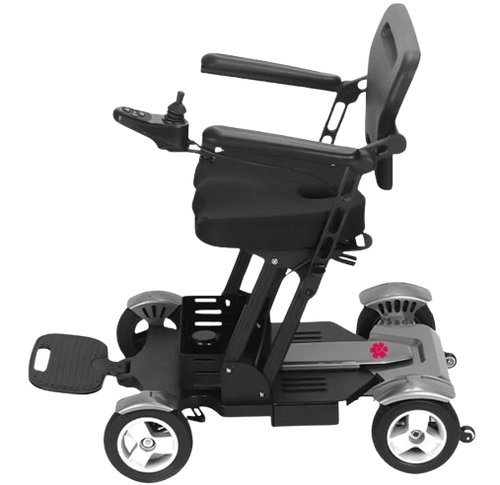 Left Side View Of The Bangeran Titan Electric Wheelchair Shown In Gray Color 