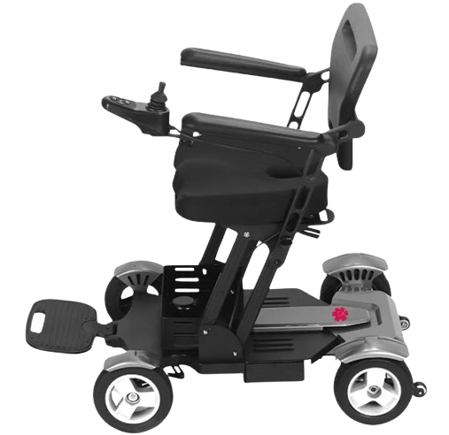 Left Side View Of The Bangeran Titan Electric Wheelchair Shown In Gray Color 
