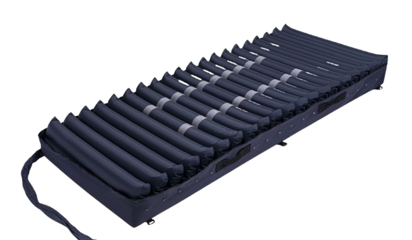 Left Side View Of The Emerald Selectis Serenity Alternating Pressure LAL Mattress System Cell on Cell Shown Without Cover Highlighting The Cell on Cell Design