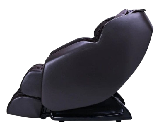 Left Side View Of The Ergotec Saturn Massage Chair | ET-210 In Brown Color Shown In The Upright Position
