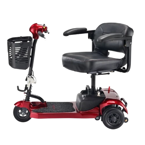 Left Side View Of The FreeRiderUSA Ascot 3 Mobility Scooter Shown With Seat Slightly Turned