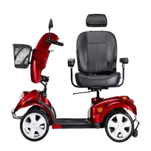 Left Side View Of The FreeRiderUSA FR 510F II Mobility Scooter Shown With The Swivel Captain Seat Turned To Enter Exit Position