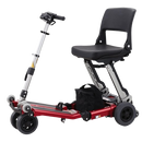 Left Side View Of The FreeRiderUSA Luggie Classic II Folding Mobility Scooter Shown In The Red Color