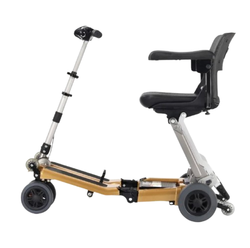 Left Side View Of The FreeRiderUSA Luggie Golden Elite Folding Mobility Scooter