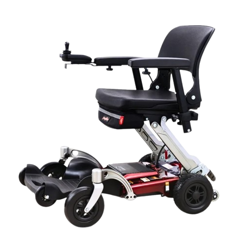 Left Side View Of The FreeRiderUSA Luggie Travel Power Wheelchair