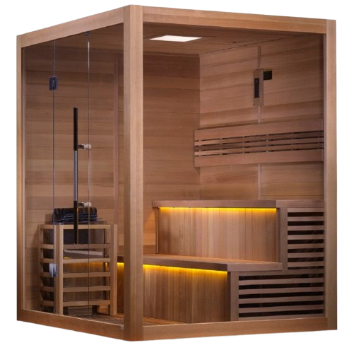 Left Side View Of The Golden Designs Kuusamo 6-Person Indoor Sauna | GDI-7206-01