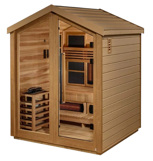 Left Side View Of The Golden Designs Loviisa 3-Person Hybrid Outdoor Sauna | GDI-8523-01