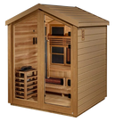 Left Side View Of The Golden Designs Loviisa 3-Person Hybrid Outdoor Sauna | GDI-8523-01