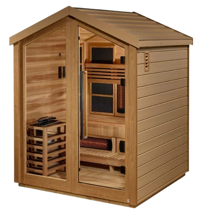 Left Side View Of The Golden Designs Loviisa 3-Person Hybrid Outdoor Sauna | GDI-8523-01