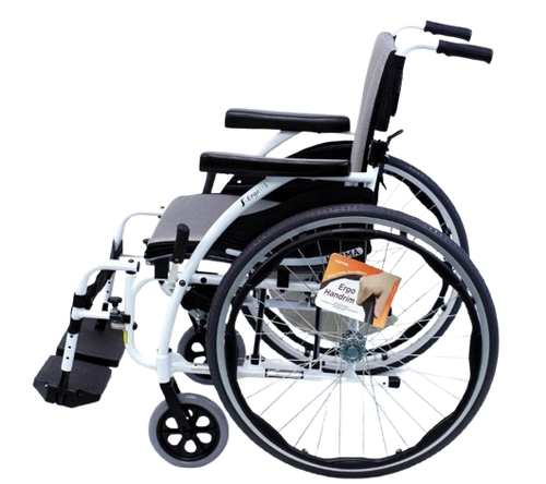 Left Side View Of The Karman S-Ergo 115 Wheelchair Shown With White Frame