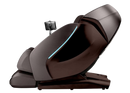 Left Side View Of The Kyota Hatsumei M900 AI 4D Massage Chair In Dark Brown Color Shown In The Upright Position