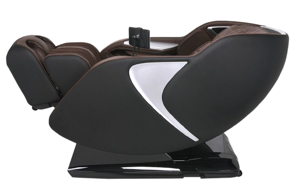 Left Side View Of The Kyota Joubu M880 4D Massage Chair In Black And Dark Brown Color Shown In The Zero Gravity Reclined Position