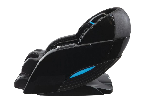 Left Side View Of The Kyota Yutaka M898 Massage Chair In The Upright Position Shown In The Black Color