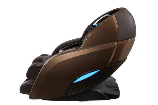 Left Side View Of The Kyota Yutaka M898 Massage Chair In The Upright Position Shown In The Brown Color