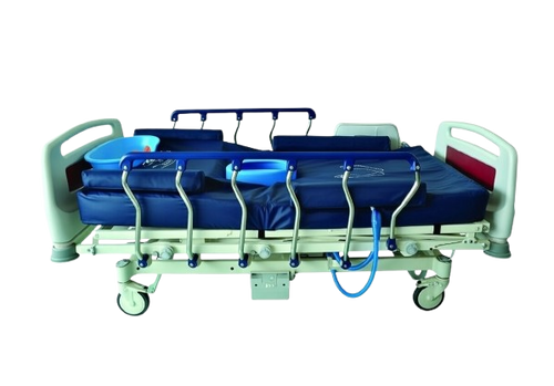 Left Side View Of The ObboMed OB-2650 PremiumAir Alternating Pressure Mattress (Low dB) Shown In The Flat Position