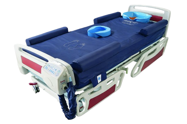 Left Side View Of The ObboMed OB-3620 UltraAir Medical Air Mattress With Alternating Pressure Therapy Shown In The Flat Position