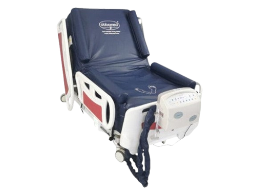 Left Side View Of The ObboMed OB-3682B UltraAir Bariatric Pressure Relief Mattress Shown In The Fowler Position