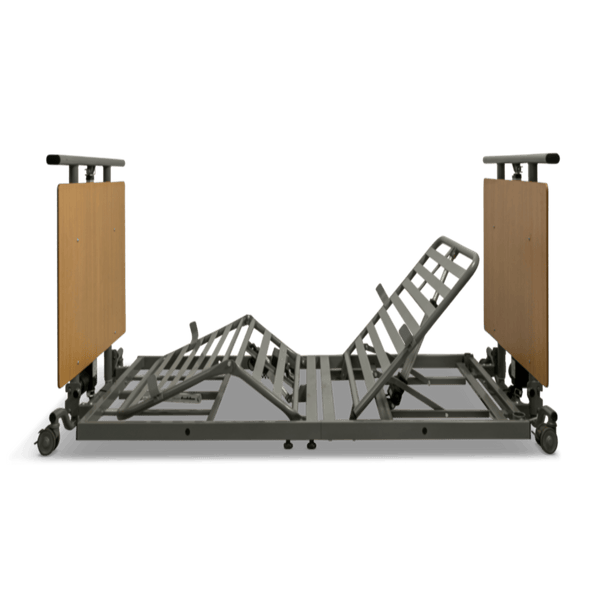 Left Side View Of The Prius Descend Ultra-Low Adjustable Floor Bed Shown In The Elevated Leg And Head Position
