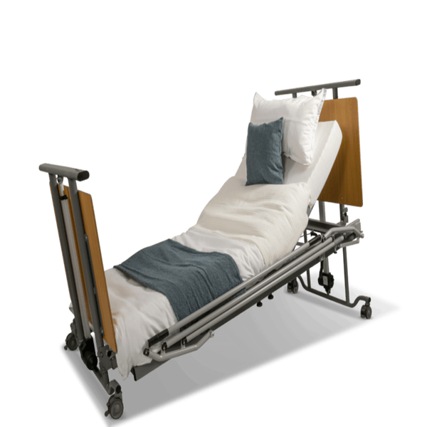 Left Side View Of The Prius Descend Ultra-Low Adjustable Floor Bed Shown In The Trendelenburg Position