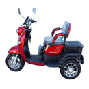 Left Side View Of The Pushpak Motors- Pushpak 1000 Two-Person Electric Scooter Shown In The Red Color