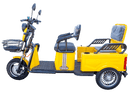 Left Side View Of The Pushpak Motors- Pushpak 3000 Two-Person Electric Scooter Shown In Yellow Color