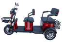 Left Side View Of The Pushpak Motors- Pushpak 7000 Two-Person Electric Scooter Shown In Red Color