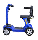 Left Side View Of The Reyhee Flex Electric Folding Mobility Scooter Shown With The Blue Colored Frame
