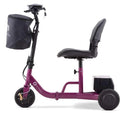 Left Side View Of The Reyhee Triad Compact Folding Electric Mobility Scooter Shown With The Violet Colored Frame