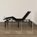 Left Side View Of The Rize Tranquility II Adjustable Bed With Features Highlighted On A Wooden Floor And Beige Wall 