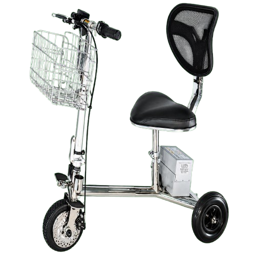Vista lateral izquierda del scooter de movilidad liviano de viaje SmartScoot