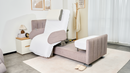Left Side View Of The StarSleep Arlo Rotating Bed Shown In The Chair Position With Optional Foam Pillow In A Bedroom Setting