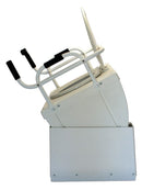 Left Side View Of The Throne Buttler Powered Toilet Lift Chair TLFE001 Shown In The Raised Position