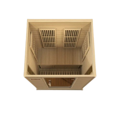 Overhead Centered Interior View Of The Maxxus 2-Person Low EMF FAR Infrared Indoor Sauna | MX-K206-01