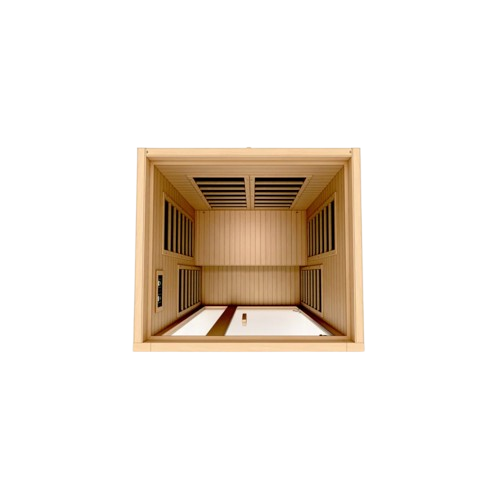 Overhead Interior View Of The Dynamic Gracia 2 Person Ultra Low EMF FAR Infrared Indoor Sauna | DYN-6119-01 Elite