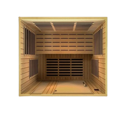 Overhead Interior View Of The Dynamic Lugano 3-Person Low EMF FAR Infrared Indoor Sauna | DYN-6336-02