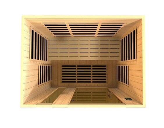 Overhead Interior View Of The Dynamic Lugano 3-Person Ultra Low EMF FAR Infrared Indoor Sauna | DYN-6336-02 Elite