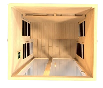Overhead Interior View Of The Dynamic Santiago 2-Person Full Spectrum Near Zero EMF FAR Infrared Indoor Sauna | DYN-6209-03 FS