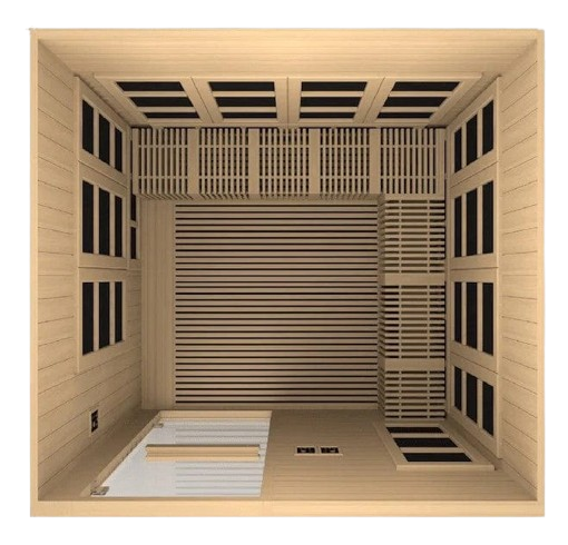 Overhead Interior View Of The Golden Designs Catalonia 8-Person Near Zero EMF ADA Indoor Sauna | GDI-6880-02
