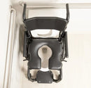 Overhead View Of The ActiveAid SC Self-Propelled Shower Commode Chair Shown With Black Frame And Open Front Seat Cushion