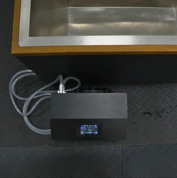 Overhead View Of The Dynamic Cuboid Cold Plunge Tub And Chiller