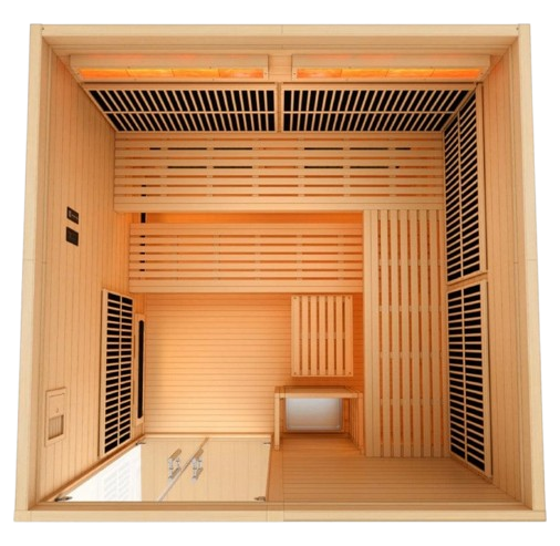 Overhead View Of The Golden Designs Toledo 6-Person Full Spectrum EMF Hybrid Indoor Sauna | GDI-8360-01