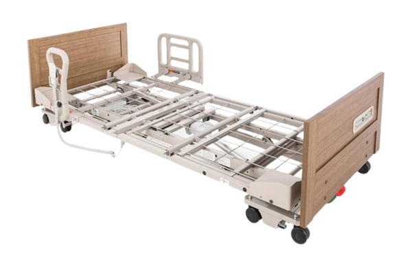Overhead View Of The Graham Field Zenith 7200 APS Hi-Lo Hospital Homecare Bed Shown In The Flat Low Position With Side Rails