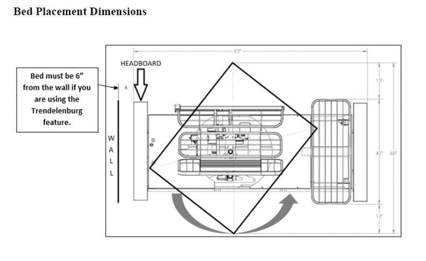 Overhead View Of The Med Mizer Active Care Rotating Bed Demonstrating Bed Placement Dimensions