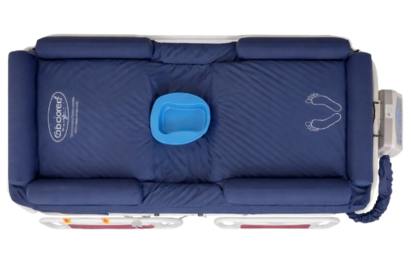 Overhead View Of The ObboMed OB-3682B UltraAir Bariatric Pressure Relief Mattress Shown In The Flat Position