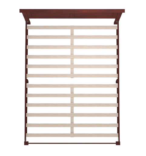 Overhead View Of The Rize Home Cottage Style Wooden Bed Frame Shown In Classic Cherry Color
