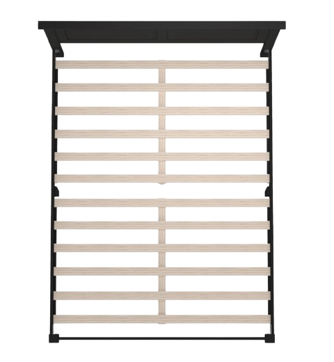 Overhead View Of The Rize Home Cottage Style Wooden Bed Frame Shown In Ebony Black Color