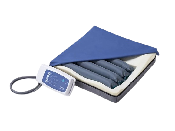 Overhead View Of The Wellell Sedens 500 Seat Cushion With Battery Power Shown With Control Unit And Part Of The Cover Removed