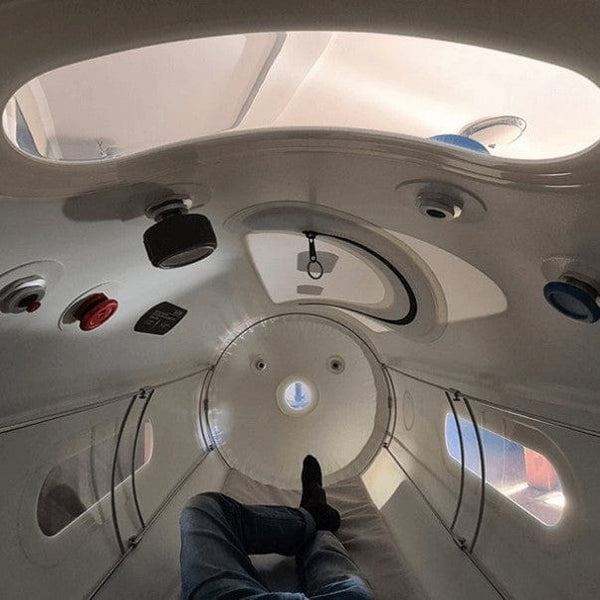 OxyRevo Apex36 1.5 ATA Portable Hyperbaric Chamber Inside View Person Laying Down