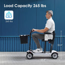 Paiseec D3 Mobility Scooter Side View 265 lb. Weight Capacity White Color With Basket Man Riding Scooter